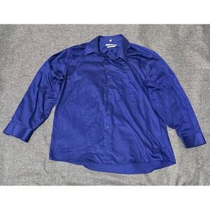 Geoffrey Beene Regular Fit Men's XXL 18 34/35 Blue Long Sleeve Shirt